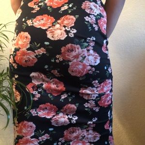 High waisted floral midi skirt